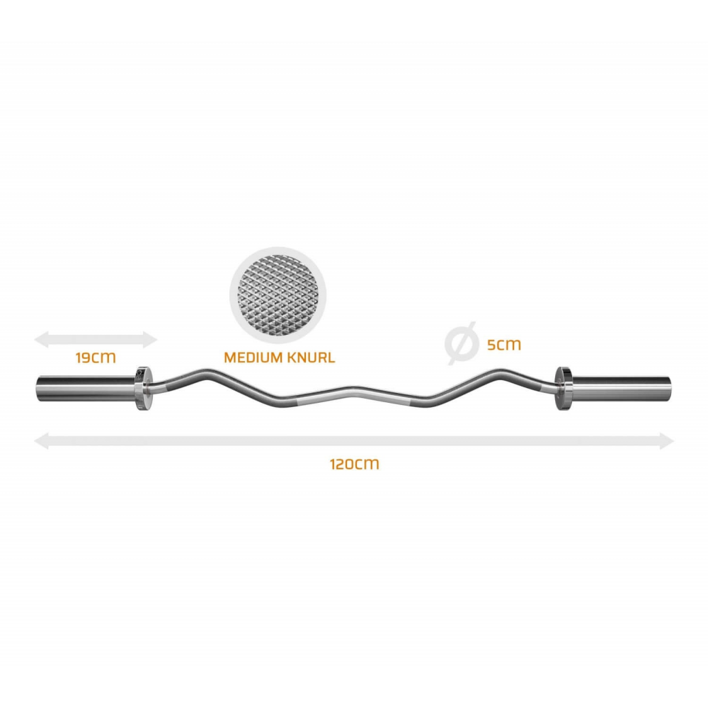 TEKKFIT - Bilanciere olimpico EZ Curl Ø50mm lunghezza 120 cm