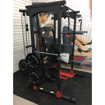 TEKKFIT - Gabbia rack multifunzione con Lat Machine, supporti DIP, chest press, butterfly, dual cross cable