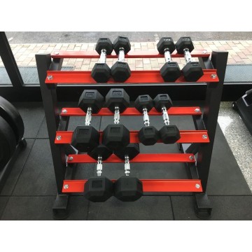 TEKKFIT - Rastrelliera a 3 ripiani per dumbbell esagonali - manubri professionali tondi