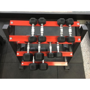 TEKKFIT - Rastrelliera a 3 ripiani per dumbbell esagonali - manubri professionali tondi