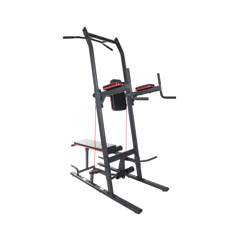 TEKKFIT - Power Tower con panca, barra di trazione, stazione dip chin