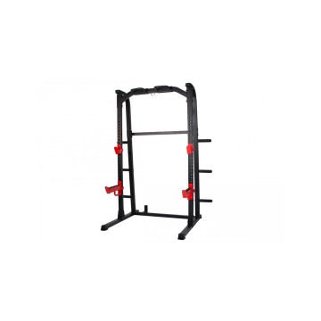 TEKKFIT - Half rack squat rack doppio con barra di trazione 6 porta dischi e porta bilanciere olimpico