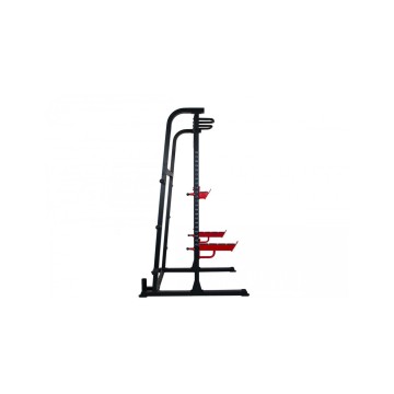 TEKKFIT - Half rack squat rack doppio con barra di trazione 6 porta dischi e porta bilanciere olimpico