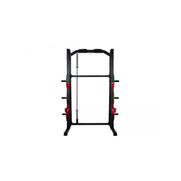 TEKKFIT - Half rack squat rack doppio con barra di trazione 6 porta dischi e porta bilanciere olimpico