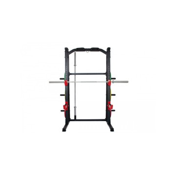 TEKKFIT - Half rack squat rack doppio con barra di trazione 6 porta dischi e porta bilanciere olimpico