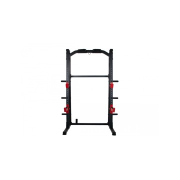 TEKKFIT - Half rack squat rack doppio con barra di trazione 6 porta dischi e porta bilanciere olimpico