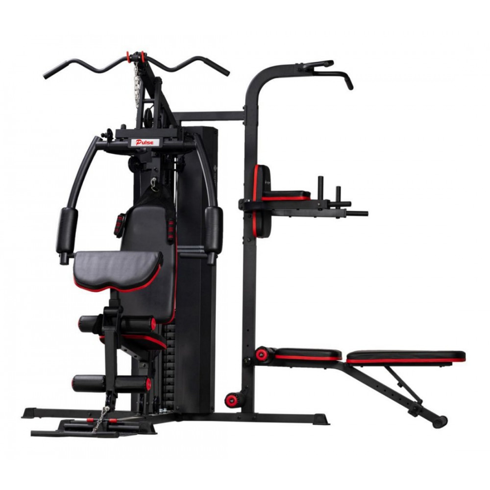 TEKKFIT - Stazione multifunzione con Power Tower e panca regolabile - pacco pesi 72 kg