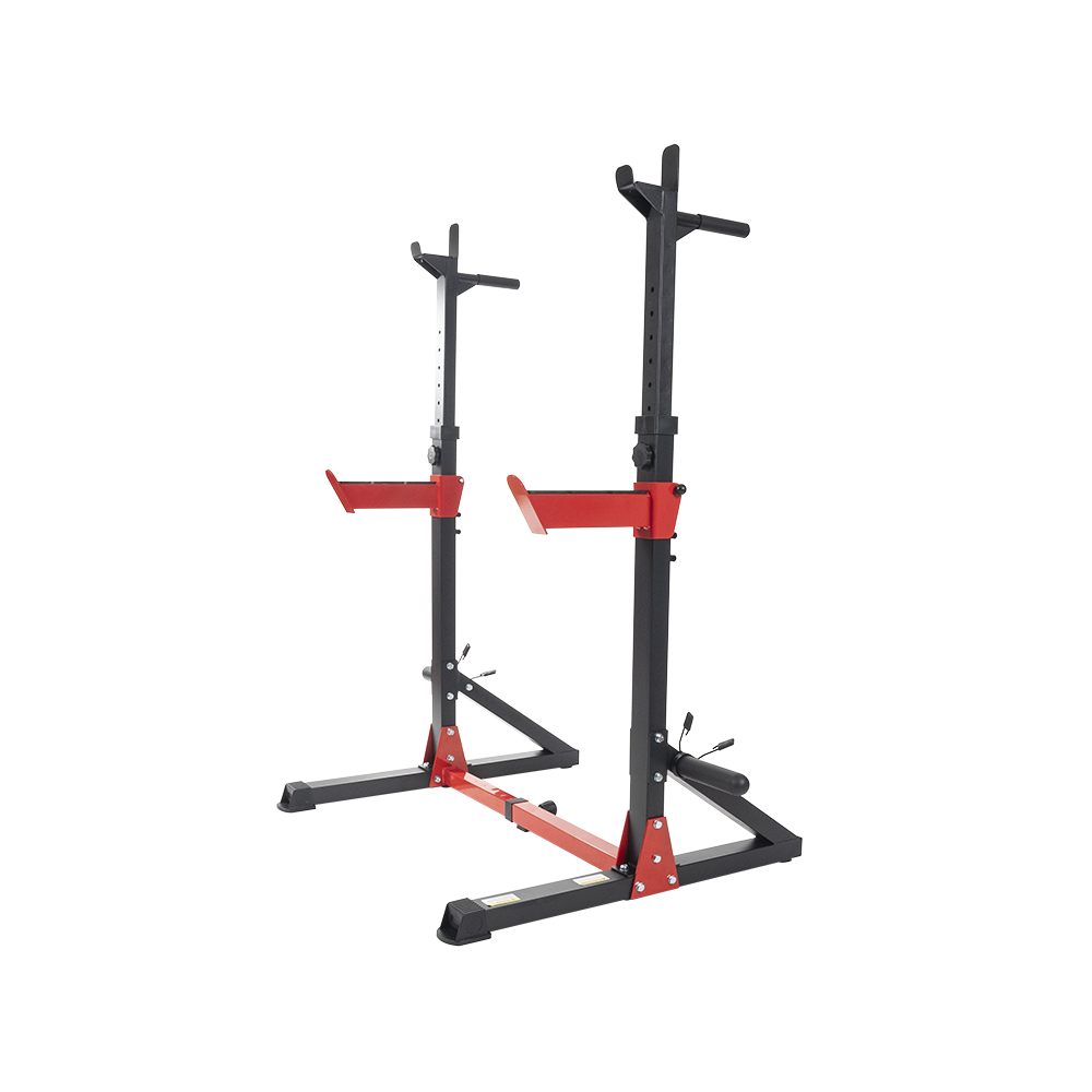 TEKKFIT - Squat rack porta bilanciere regolabile in altezza e larghezza - supporti dip e doppio porta pesi 25-50 mm