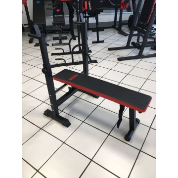 TEKKFIT – Panca piana salvaspazio con porta bilanciere e maniglie push up