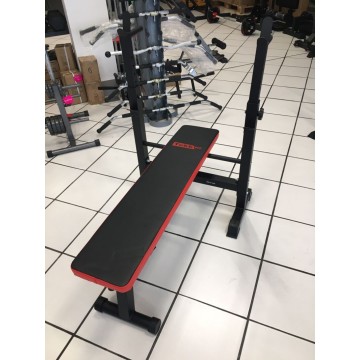 TEKKFIT – Panca piana salvaspazio con porta bilanciere e maniglie push up