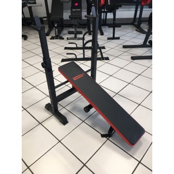 TEKKFIT – Panca piana salvaspazio con porta bilanciere e maniglie push up